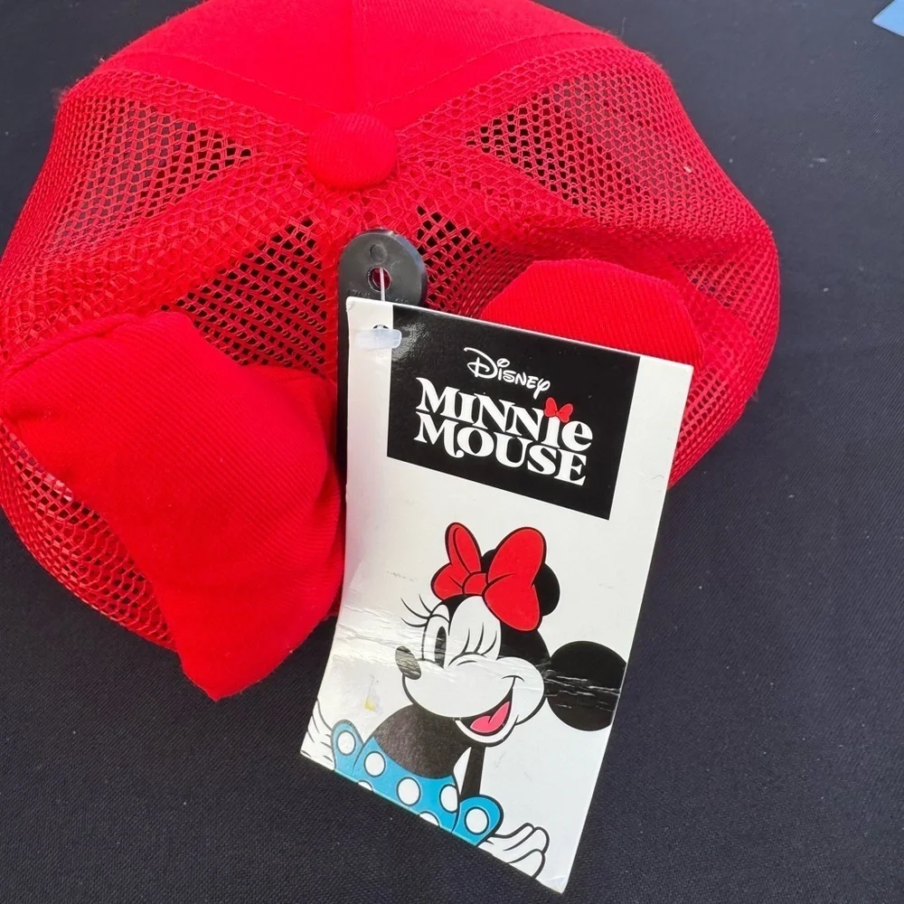 Minnie Mouse Girls Baseball Cap with Bow, Red, One Size Fits Most